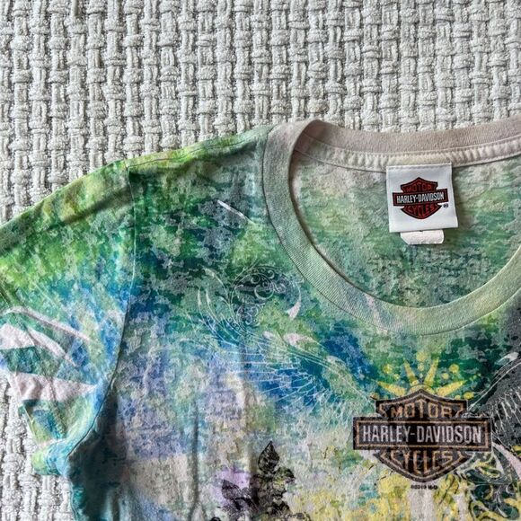 HARLEY Davidson All Over Tattoo Print Baby Tee - Picture 2 of 6
